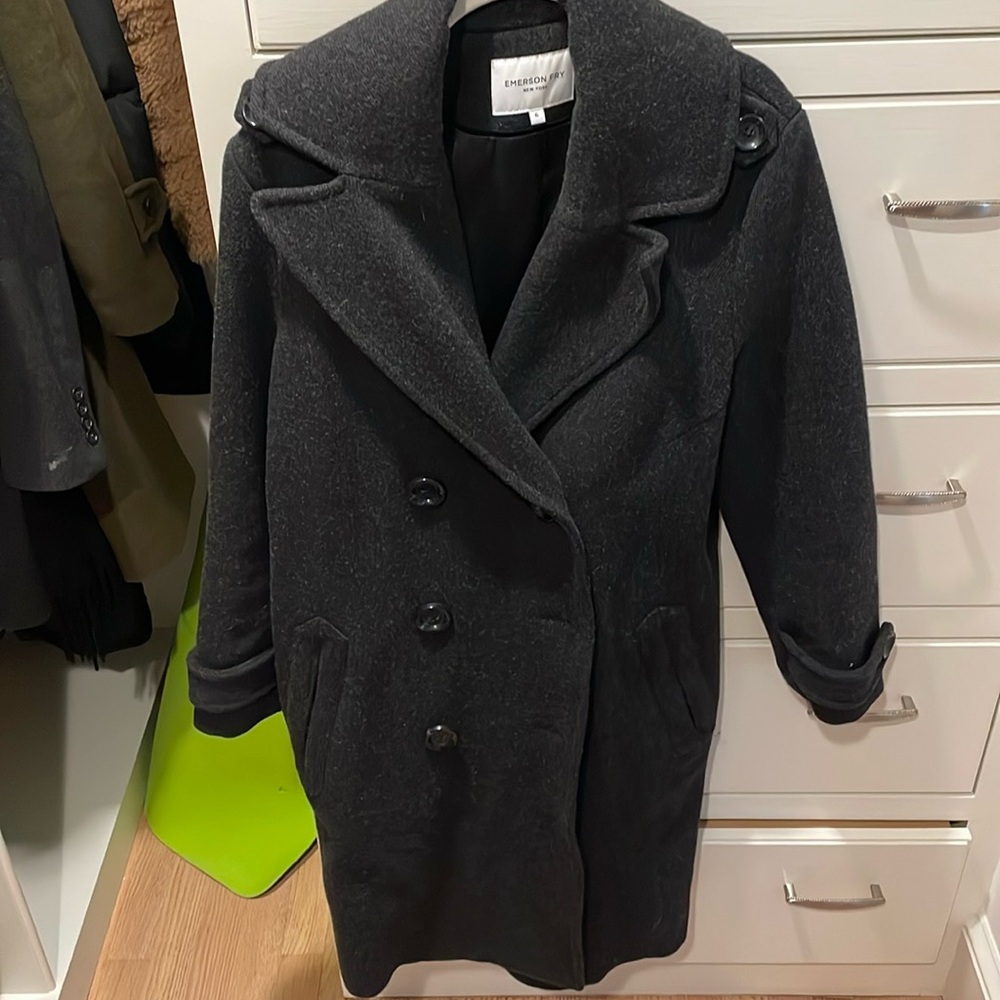 Emerson Fry Peacoat, charcoal wool cashmere
